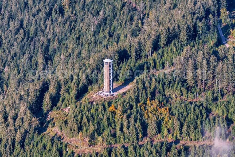 Aerial photograph Oppenau - Structure of the observation tower Buchkopf Turm in Oppenau in the state Baden-Wurttemberg, Germany