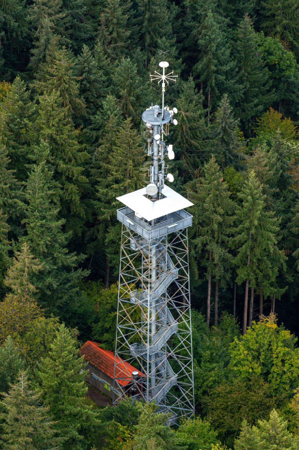 Aerial image Eichstetten am Kaiserstuhl - Structure of the observation tower Eichelspitzturm in Eichstetten am Kaiserstuhl in the state Baden-Wurttemberg, Germany