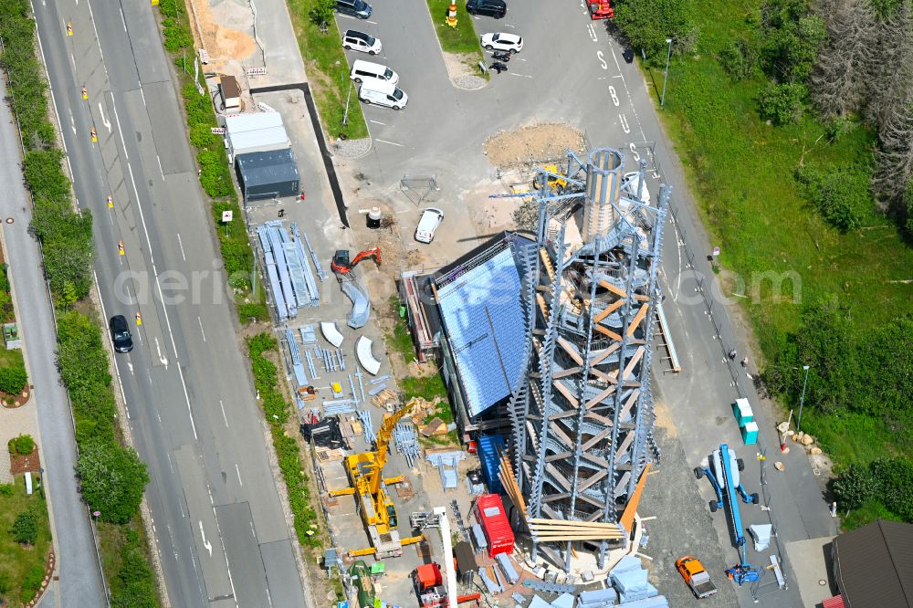 Aerial photograph Torfhaus - Construction of the new building of the observation tower of Harzturm GmbH in Torfhaus in the Harz in the state Lower Saxony, Germany