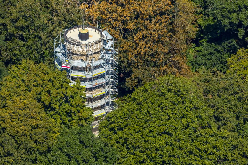 Aerial image Witten - Structure of the observation tower Helenenturm on street Helenenbergweg in Witten at Ruhrgebiet in the state North Rhine-Westphalia, Germany