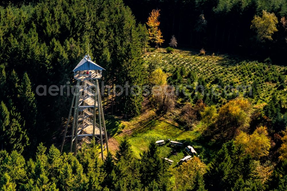 Aerial image Freiamt - Structure of the observation tower Huenersedel in Freiamt in the state Baden-Wurttemberg, Germany