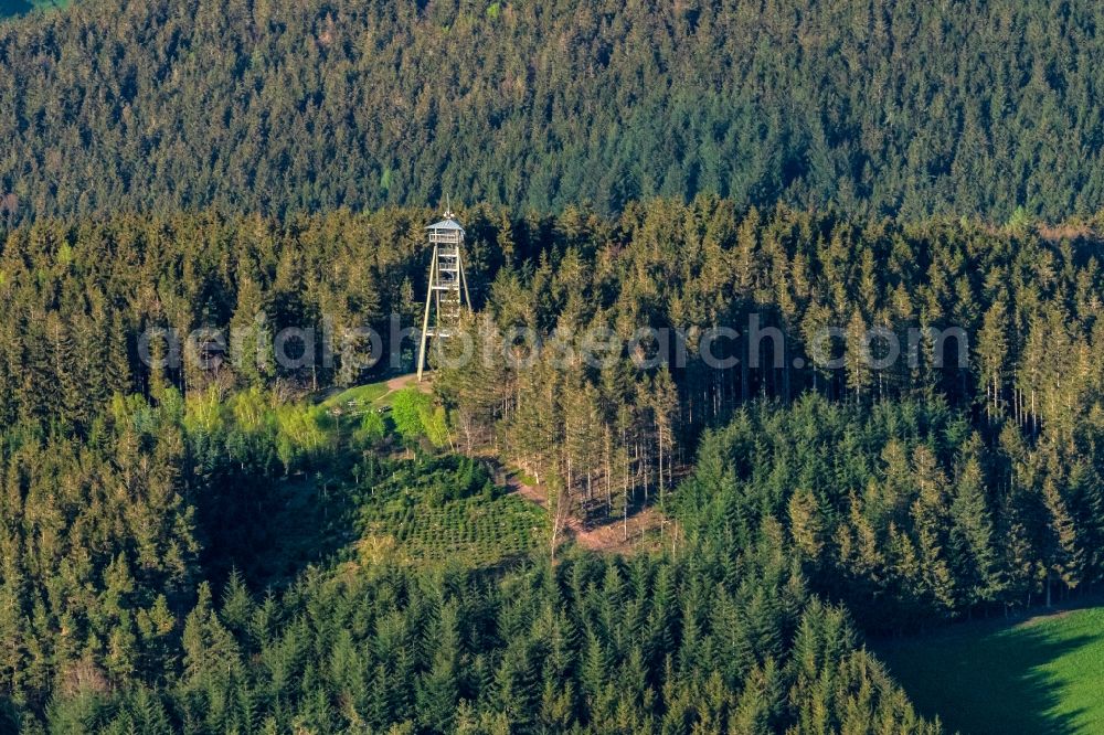 Freiamt from the bird's eye view: Structure of the observation tower Huenersedel in Freiamt in the state Baden-Wurttemberg, Germany