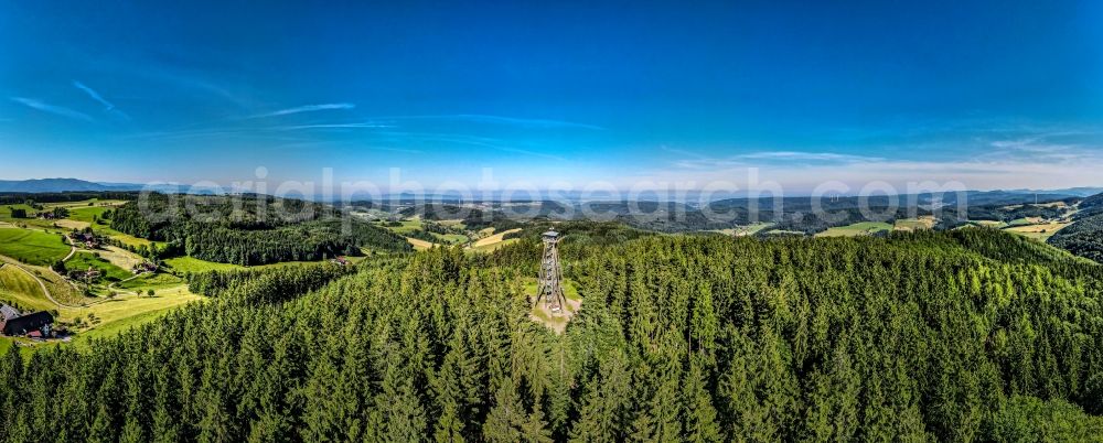 Freiamt from the bird's eye view: Structure of the observation tower on Huenersedel in Freiamt in the state Baden-Wurttemberg, Germany