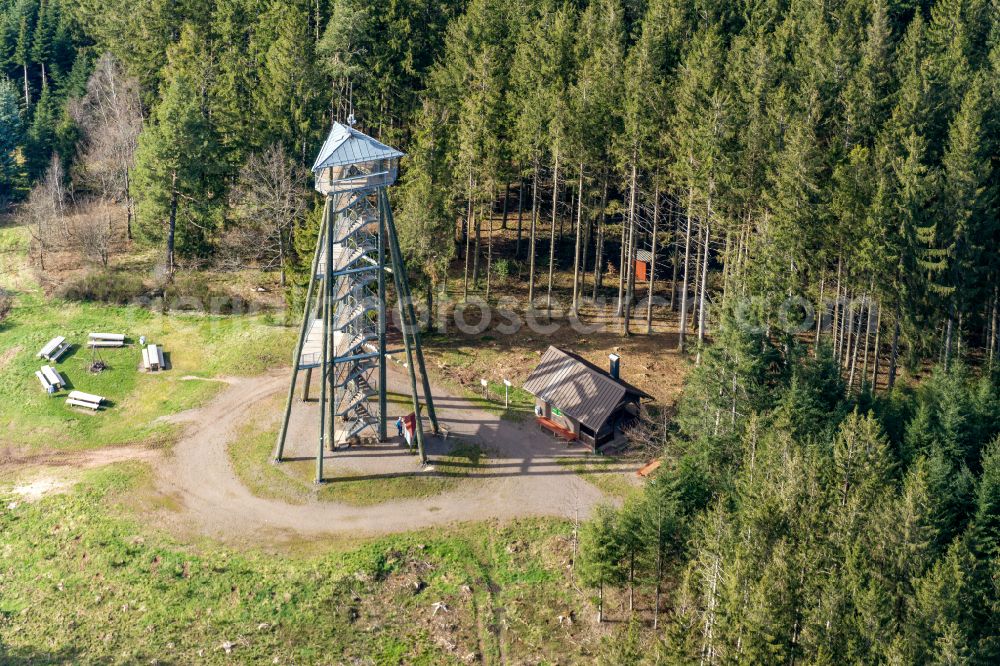 Aerial photograph Freiamt - Structure of the observation tower Huenersedlturm in Freiamt in the state Baden-Wuerttemberg, Germany
