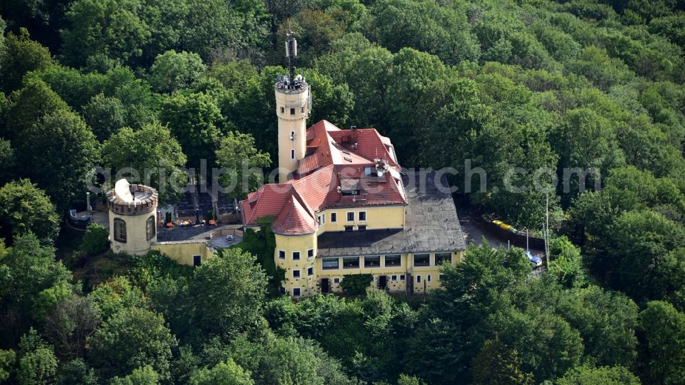 Aerial photograph Görlitz - Structure of the observation tower Landeskrone in Goerlitz in the state Saxony, Germany