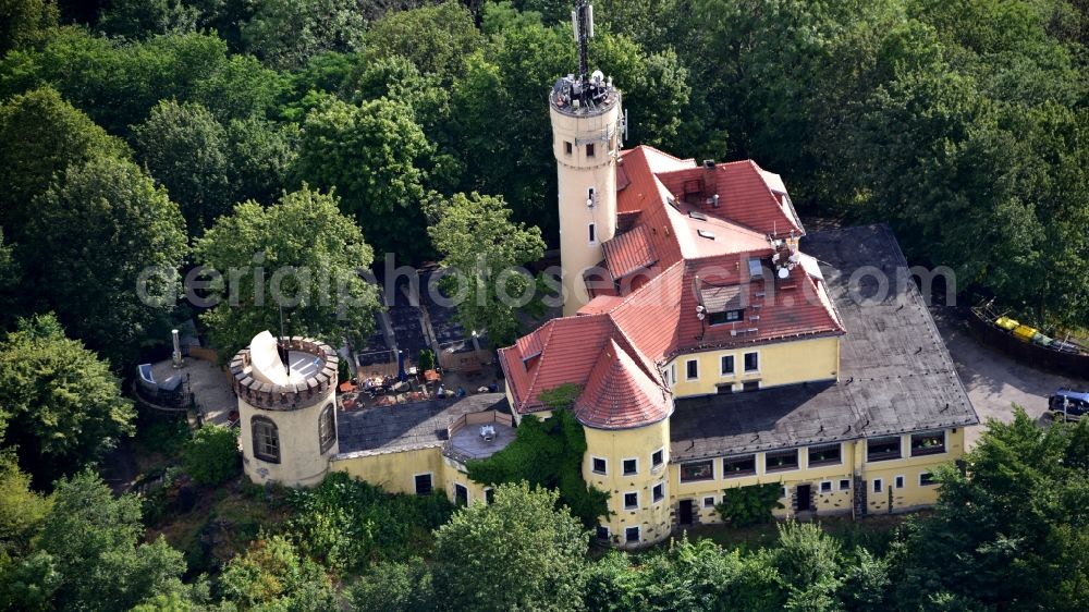 Aerial photograph Görlitz - Structure of the observation tower Landeskrone in Goerlitz in the state Saxony, Germany
