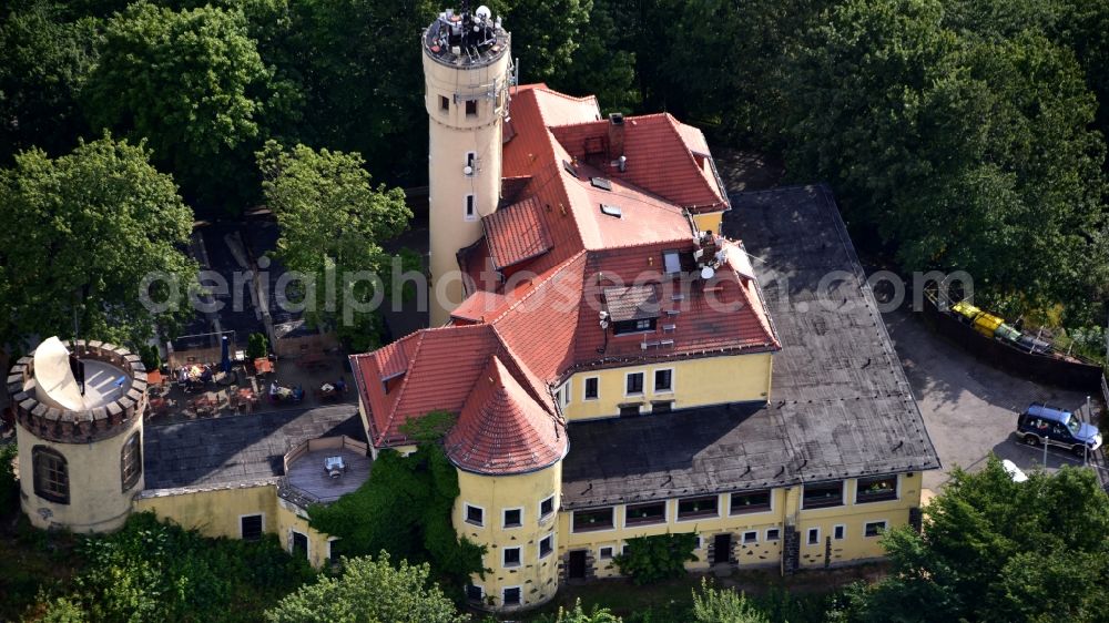 Görlitz from the bird's eye view: Structure of the observation tower Landeskrone in Goerlitz in the state Saxony, Germany
