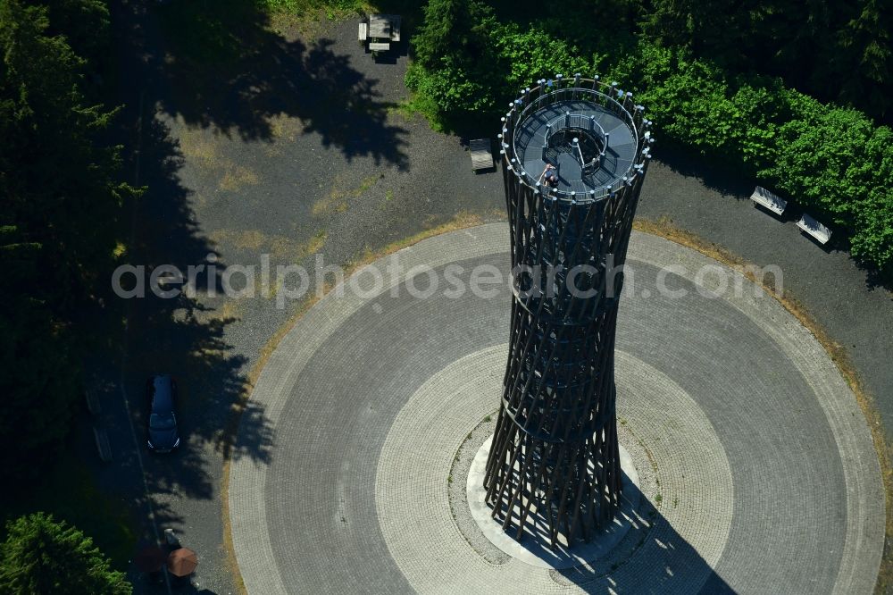 Meschede from the bird's eye view: Structure of the observation tower Loermecke-Turm on Plackweg in Meschede in the state North Rhine-Westphalia, Germany