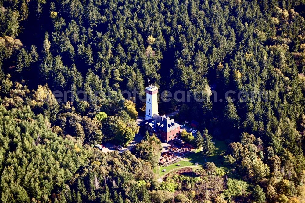 Aerial image Annaberg-Buchholz - Structure of the observation tower Poehlberg in Annaberg-Buchholz in the state Saxony, Germany