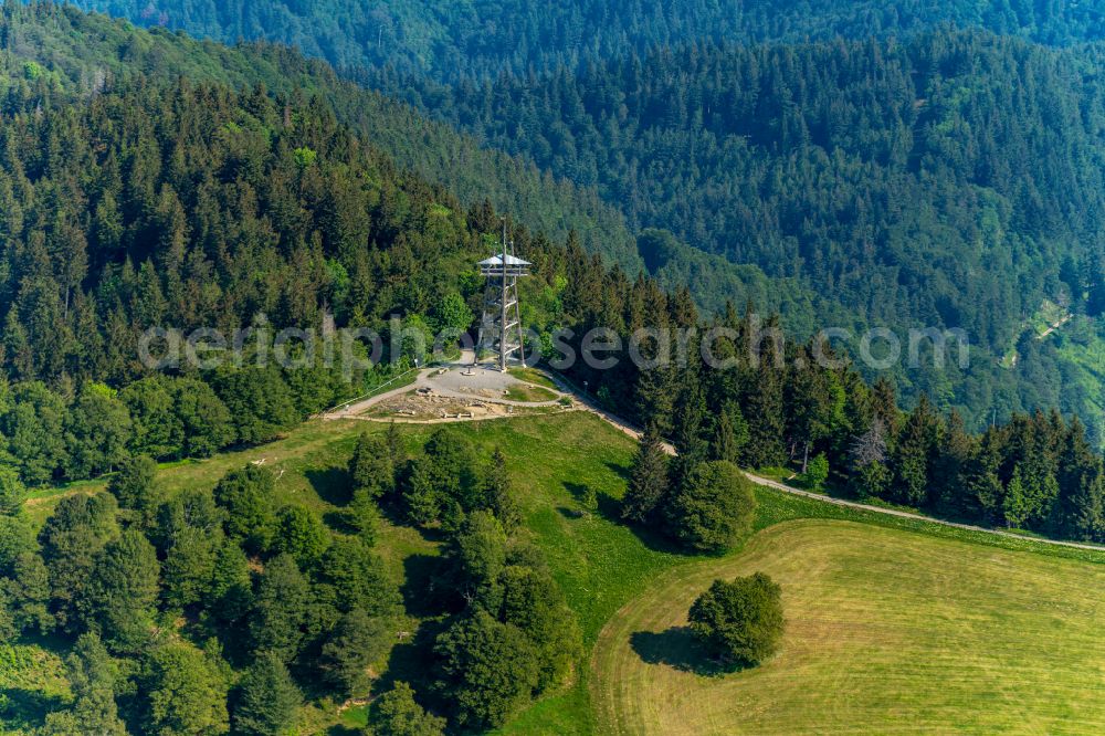 Aerial photograph Oberried - Structure of the observation tower Schauinsland Turm in Oberried in the state Baden-Wuerttemberg, Germany