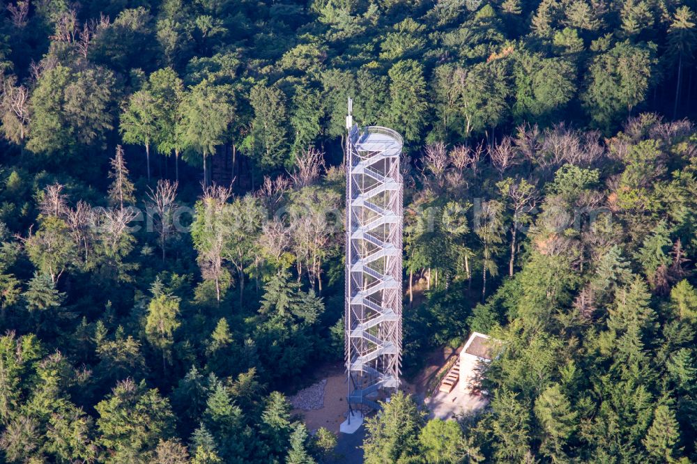 Aerial photograph Rimbach - Structure of the observation tower Trommturm in Rimbach in the state Hesse, Germany