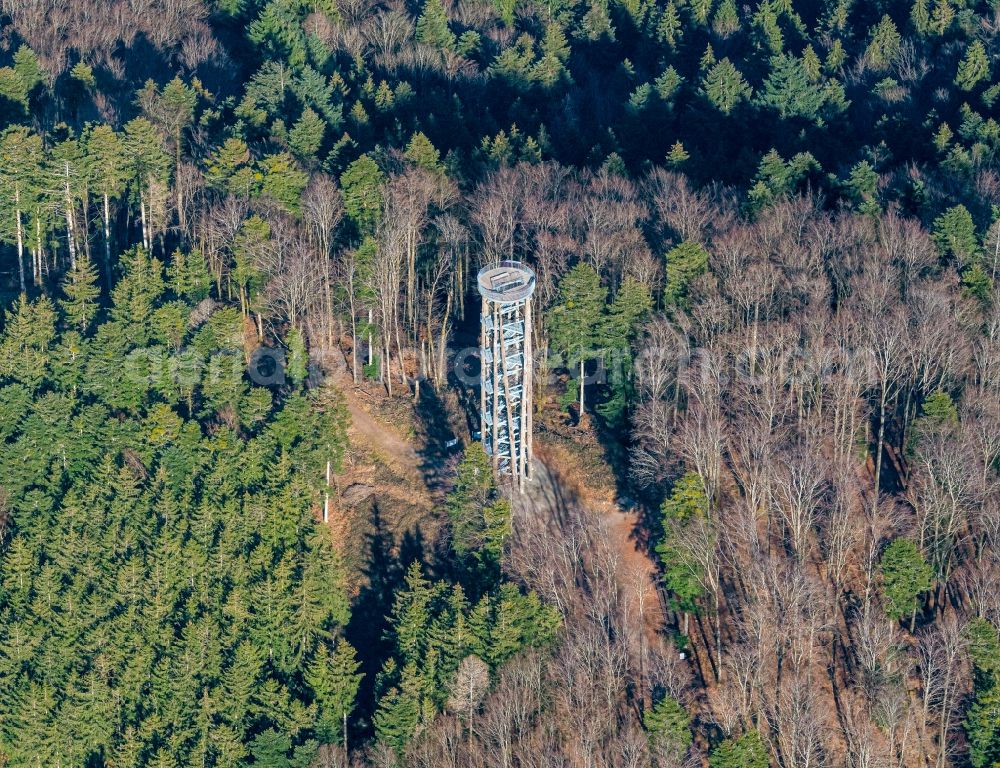 Aerial photograph Haslach im Kinzigtal - Structure of the observation tower Uhrenkopfturm in Haslach im Kinzigtal in the state Baden-Wuerttemberg, Germany