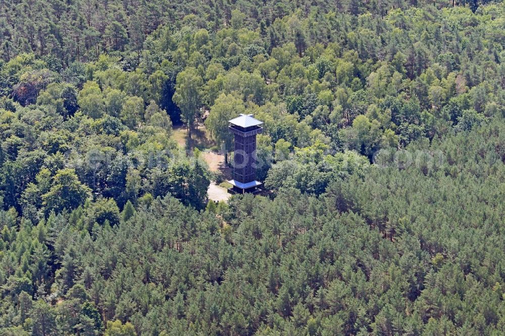 Aerial photograph Groß Wasserburg - Structure of the observation tower on Wehlaberg in Gross Wasserburg in the state Brandenburg, Germany