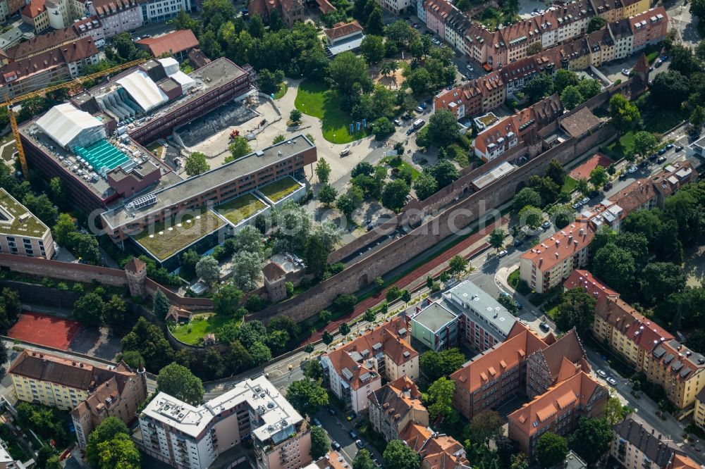 Aerial image Nürnberg - Building the historic city walls in the district Altstadt in Nuremberg in the state Bavaria, Germany