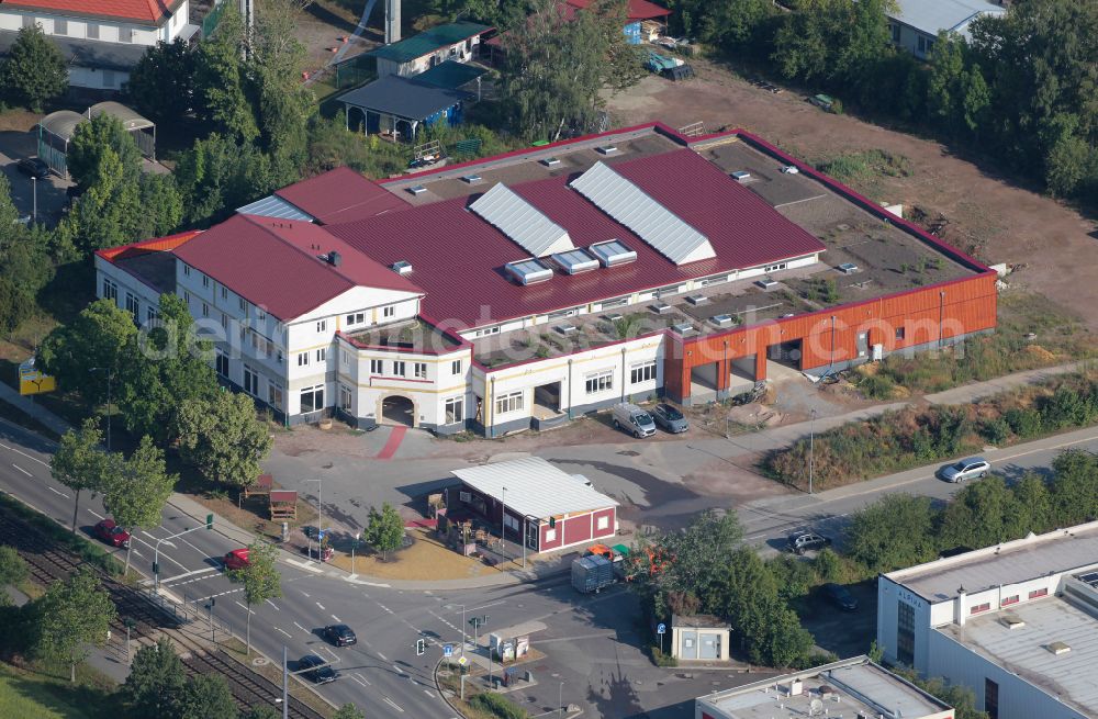 Aerial photograph Erfurt - Building construction site and new construction of a production hall on the premises of the bakery - confectionery Landbaeckerei Thieme GmbH on street Binderslebener Landstrasse in the district Bindersleben in Erfurt in the state Thuringia, Germany