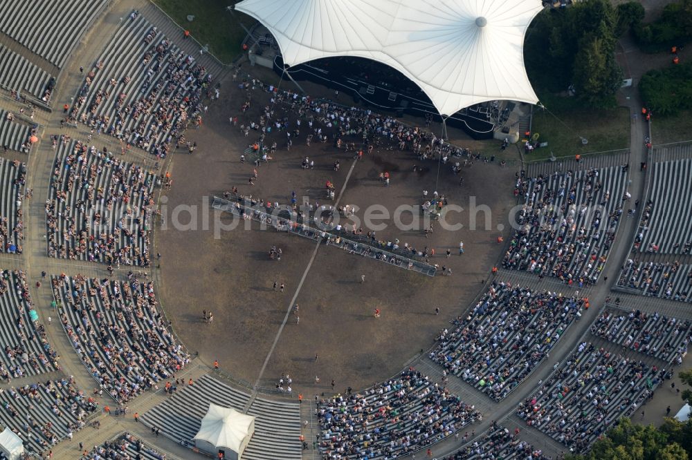 Aerial photograph Berlin - Beatsteaks - 20! Music concert on the outdoor stage Kindl-Buehne Wuhlheide in Berlin in Germany