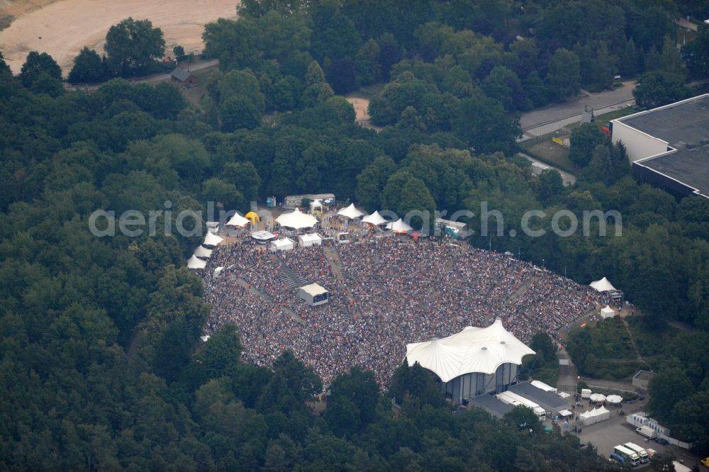 Aerial photograph Berlin - Beatsteaks - 20! Music concert on the outdoor stage Kindl-Buehne Wuhlheide in Berlin in Germany