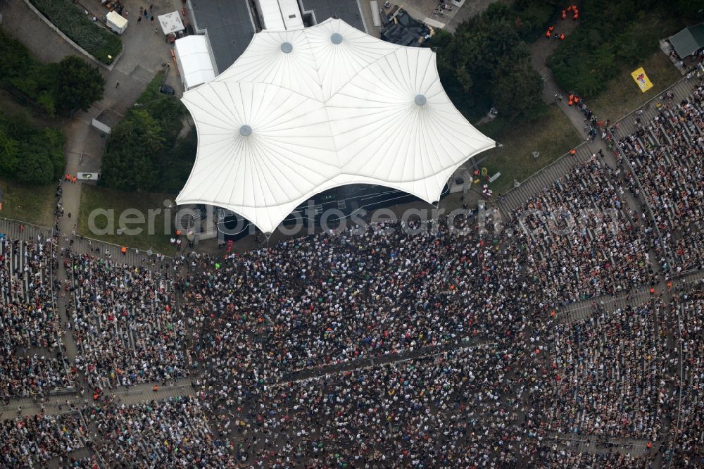 Berlin from above - Beatsteaks - 20! Music concert on the outdoor stage Kindl-Buehne Wuhlheide in Berlin in Germany