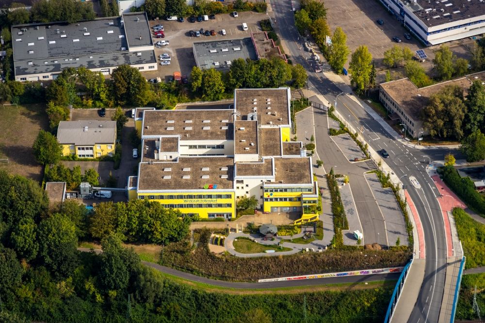 Aerial image Essen - Home for disabled people and workshop Assisted Living Werkstaetten Frillendorf on Nuenningstrasse in the district Frillendorf in Essen in the state North Rhine-Westphalia, Germany