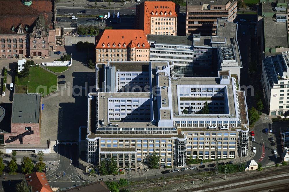 Aerial image Nürnberg - Administrative building of the State Authority Agentur fuer Arbeit on Richard-Wagner-Platz in the district Tafelhof in Nuremberg in the state Bavaria, Germany