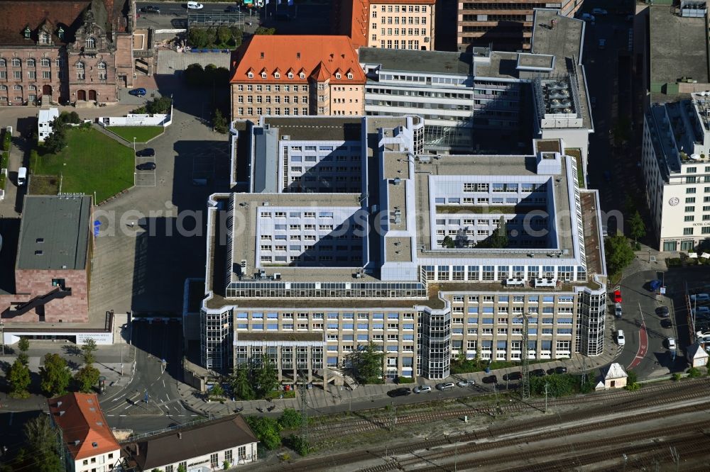 Aerial photograph Nürnberg - Administrative building of the State Authority Agentur fuer Arbeit on Richard-Wagner-Platz in the district Tafelhof in Nuremberg in the state Bavaria, Germany