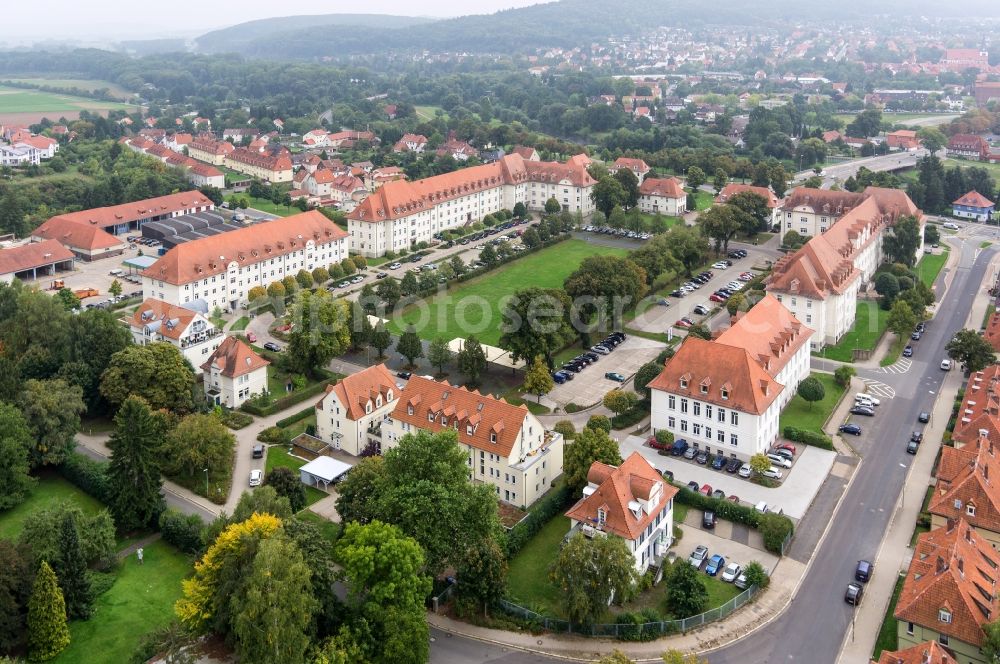 Aerial image Northeim - Authorities building on Scharnhorstplatz in Northeim in Lower Saxony. In the former barracks complex is inter alia the Employment Agency Northeim, institutions of city government and party offices located