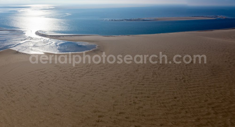 Aerial image Fanö - Sandbank area at low water in the north sea in Fanoe in Syddanmark, Denmark