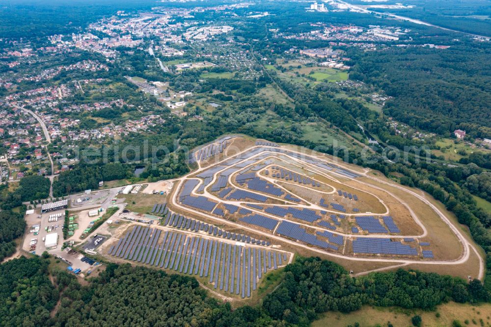 Aerial image Eberswalde - Hills and mountain terrain of the dumped landfill in Eberswalde in the state Brandenburg, Germany