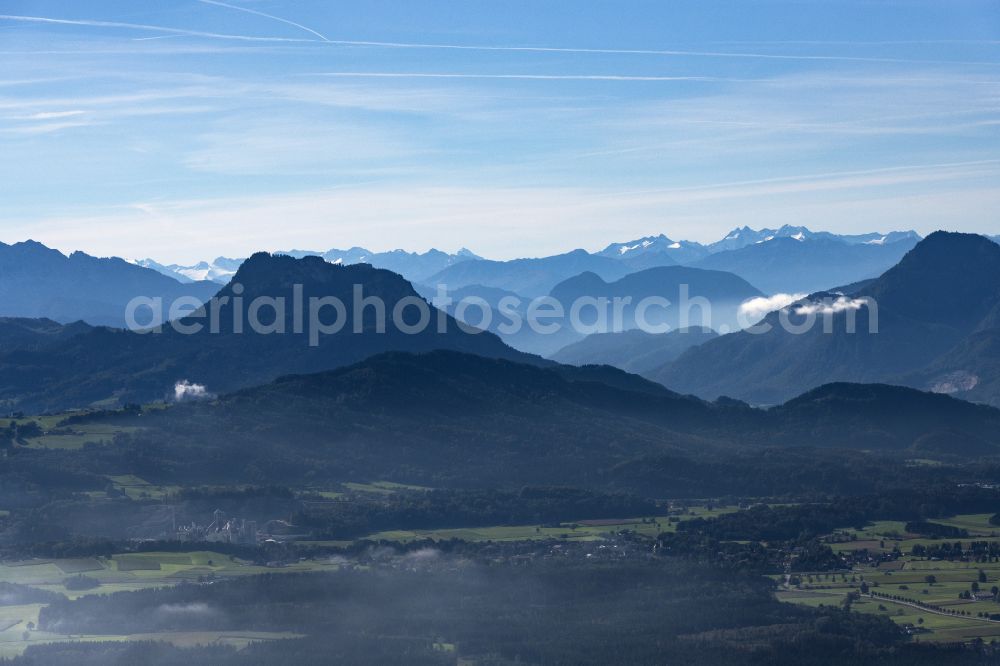 Aerial image Samerberg - Valley landscape surrounded by mountains vom Samerberg bis ins Inntal in Samerberg in the state Bavaria, Germany