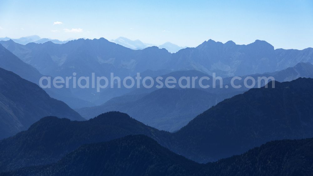 Zirl from the bird's eye view: Valley landscape surrounded by mountains with Blick auf die Nordkette bei Innsbruck in Zirl in Tirol, Austria