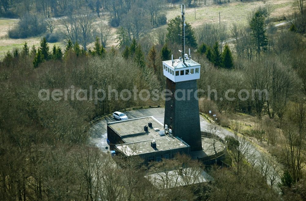 Aerial image Roth - Building of the mountain inn Rother Kuppe and observation tower in Roth in the state Bavaria, Germany
