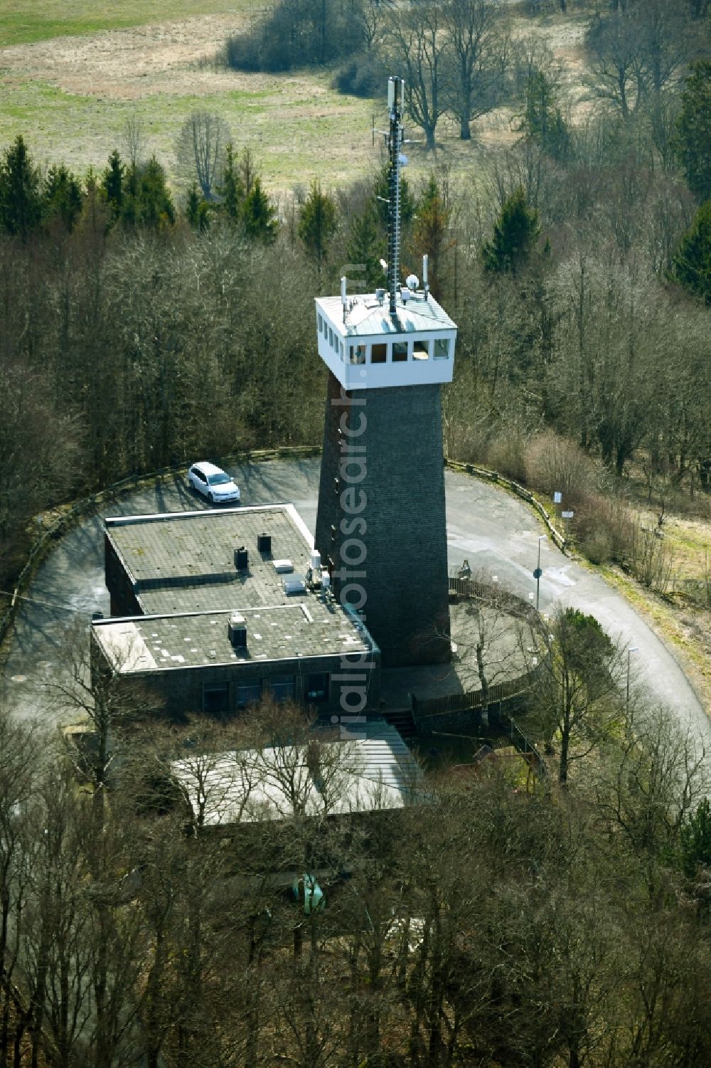 Aerial photograph Roth - Building of the mountain inn Rother Kuppe and observation tower in Roth in the state Bavaria, Germany