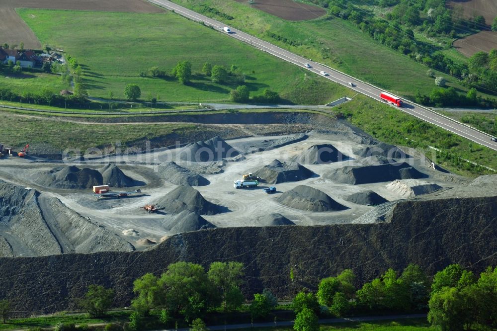 Aerial photograph Großörner - Layers of a mining waste dump in Grossoerner in the state Saxony-Anhalt, Germany