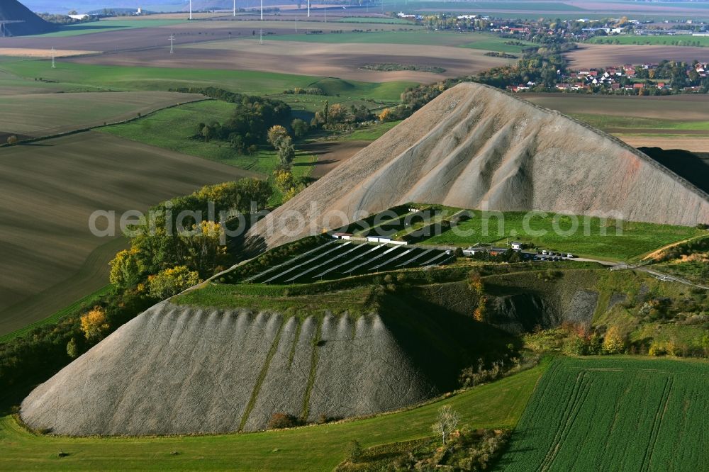 Aerial image Gerbstedt - Layers of a mining waste dump of Otto-Brosowski-Schacht Mining in Gerbstedt on Mansfelder Land in the state Saxony-Anhalt, Germany