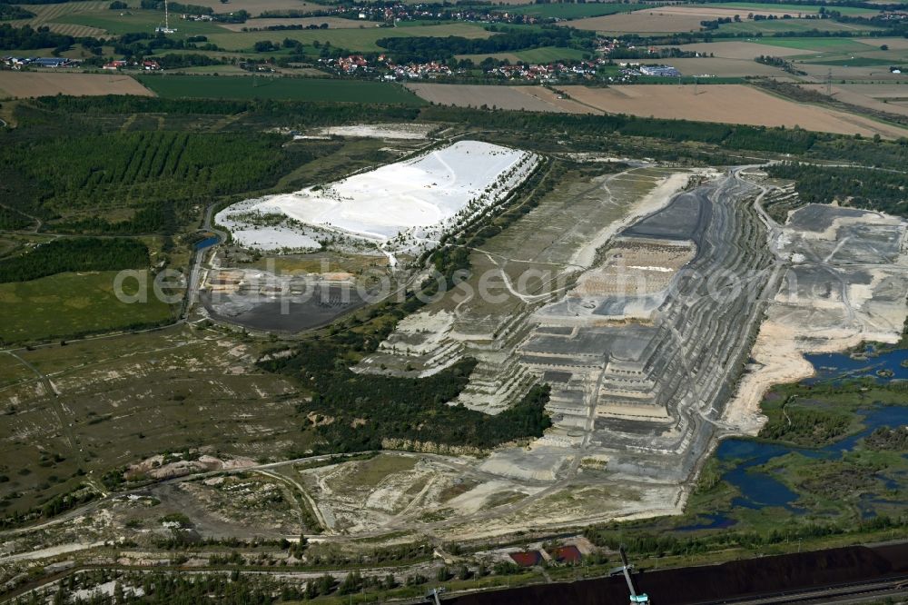Aerial photograph Kieritzsch - Layers of a mining waste dump of Tagebau Vereinigtes Schleenhain in Kieritzsch in the state Saxony, Germany