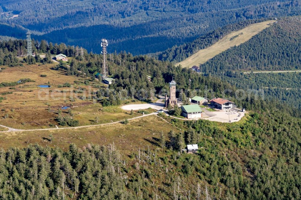 Aerial photograph Seebach - Rock and mountain landscape of Hirnisgrinde with dem Grindeturm and of alten Grindehuette in Seebach in the state Baden-Wurttemberg, Germany