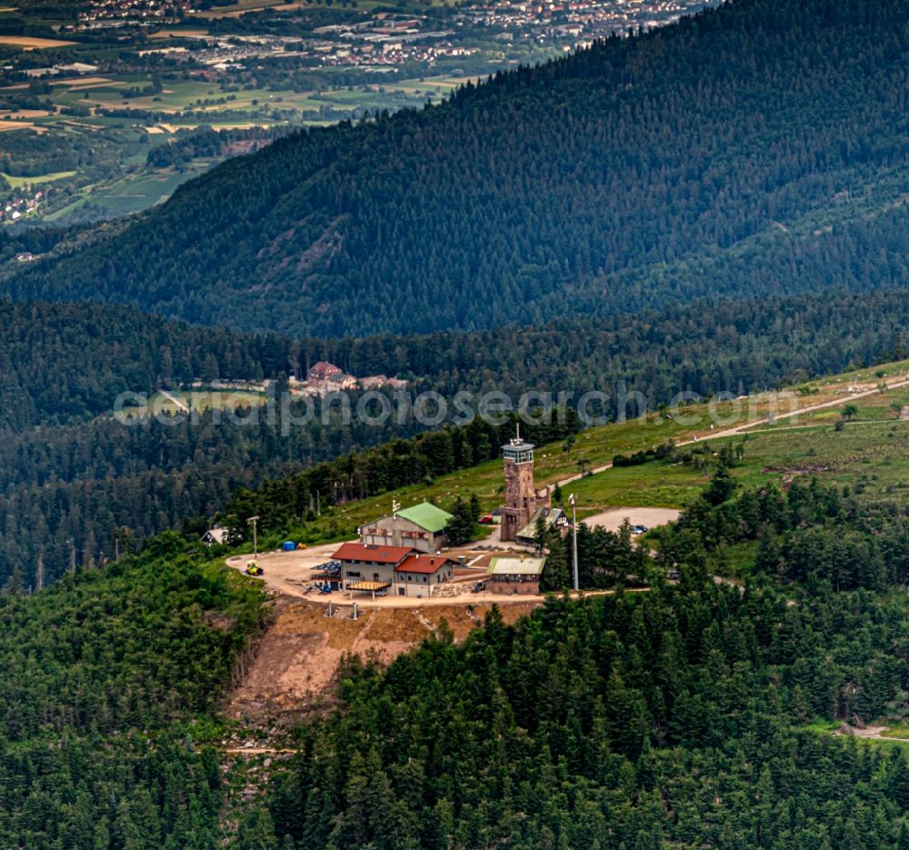 Seebach from the bird's eye view: Rock and mountain landscape of Hirnisgrinde with dem Grindeturm and of alten Grindehuette in Seebach in the state Baden-Wurttemberg, Germany