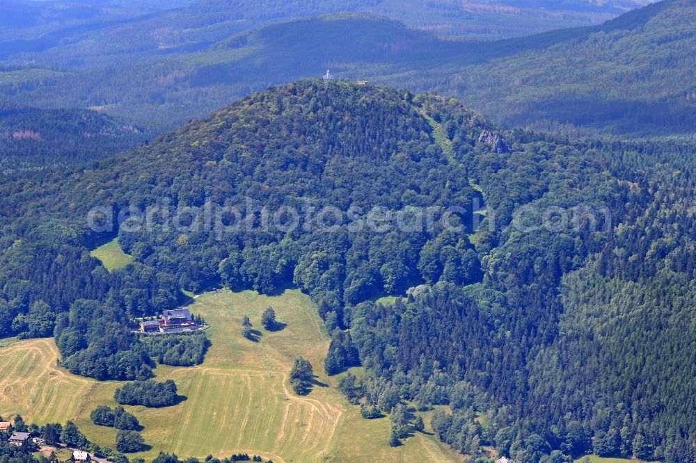Aerial image Waltersdorf - Mountain landscape Lausche in Waltersdorf in the state Saxony, Germany