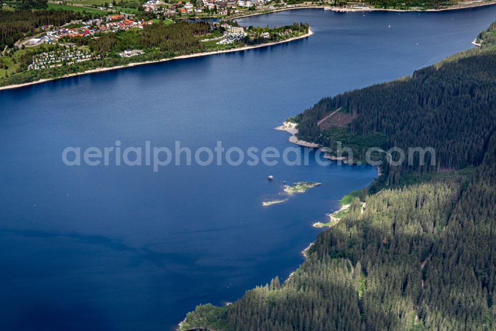 Aerial image Schluchsee - Mountain landscape in Schluchsee in the state Baden-Wuerttemberg, Germany