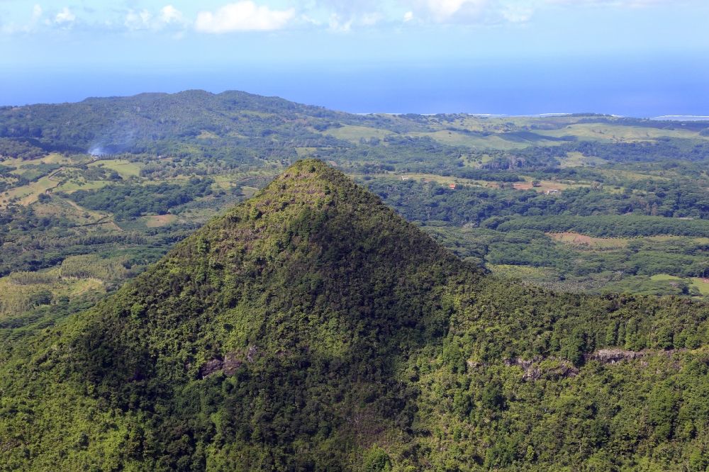 Piton Canot from above - View over the Peak of the mountain Piton Canot at the south coast of the island Mauritius in the Indian Ocean