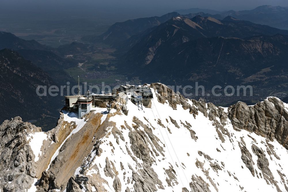 Aerial photograph Garmisch-Partenkirchen - station of the new cable car to the summit of the Zugspitze near Garmisch-Partenkirchen in the state Bavaria, Germany