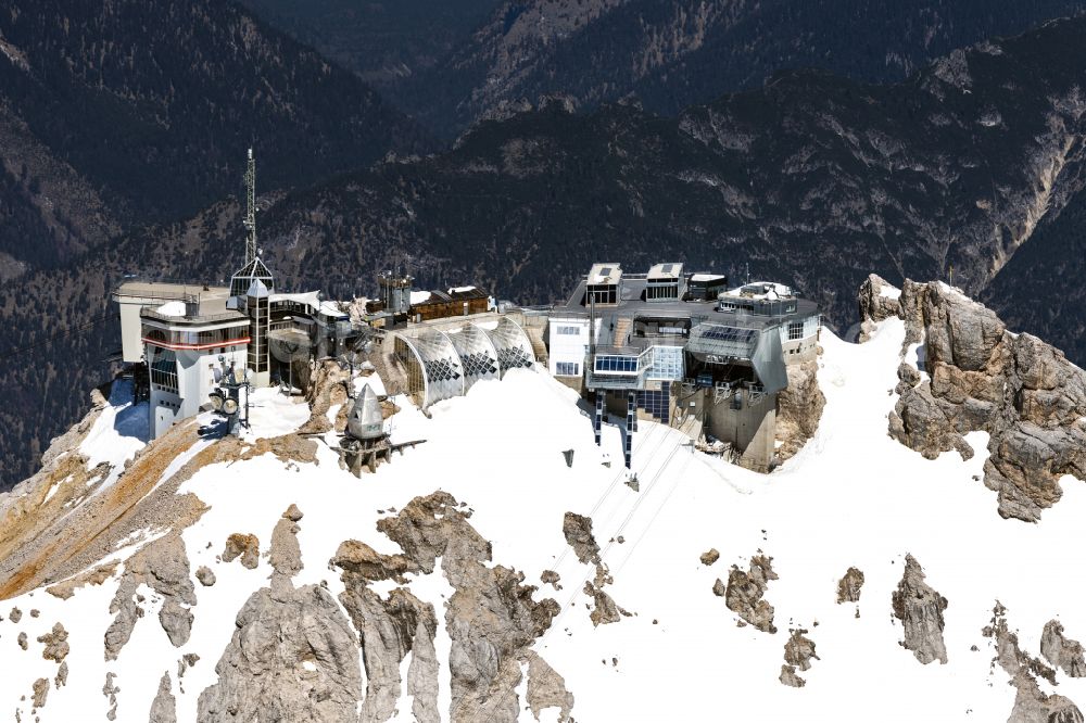 Aerial image Garmisch-Partenkirchen - station of the new cable car to the summit of the Zugspitze near Garmisch-Partenkirchen in the state Bavaria, Germany