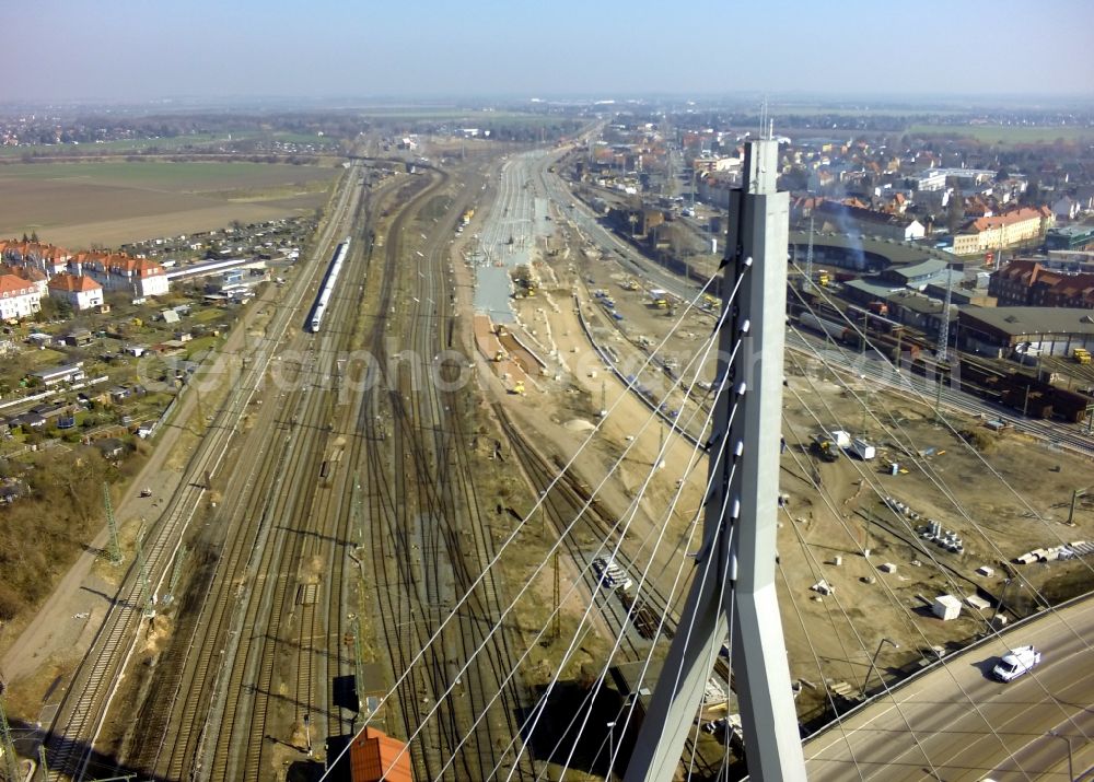 Aerial image Halle (Saale) - View of Berlin Bridge in Halle (Saale) in Saxony-Anhalt
