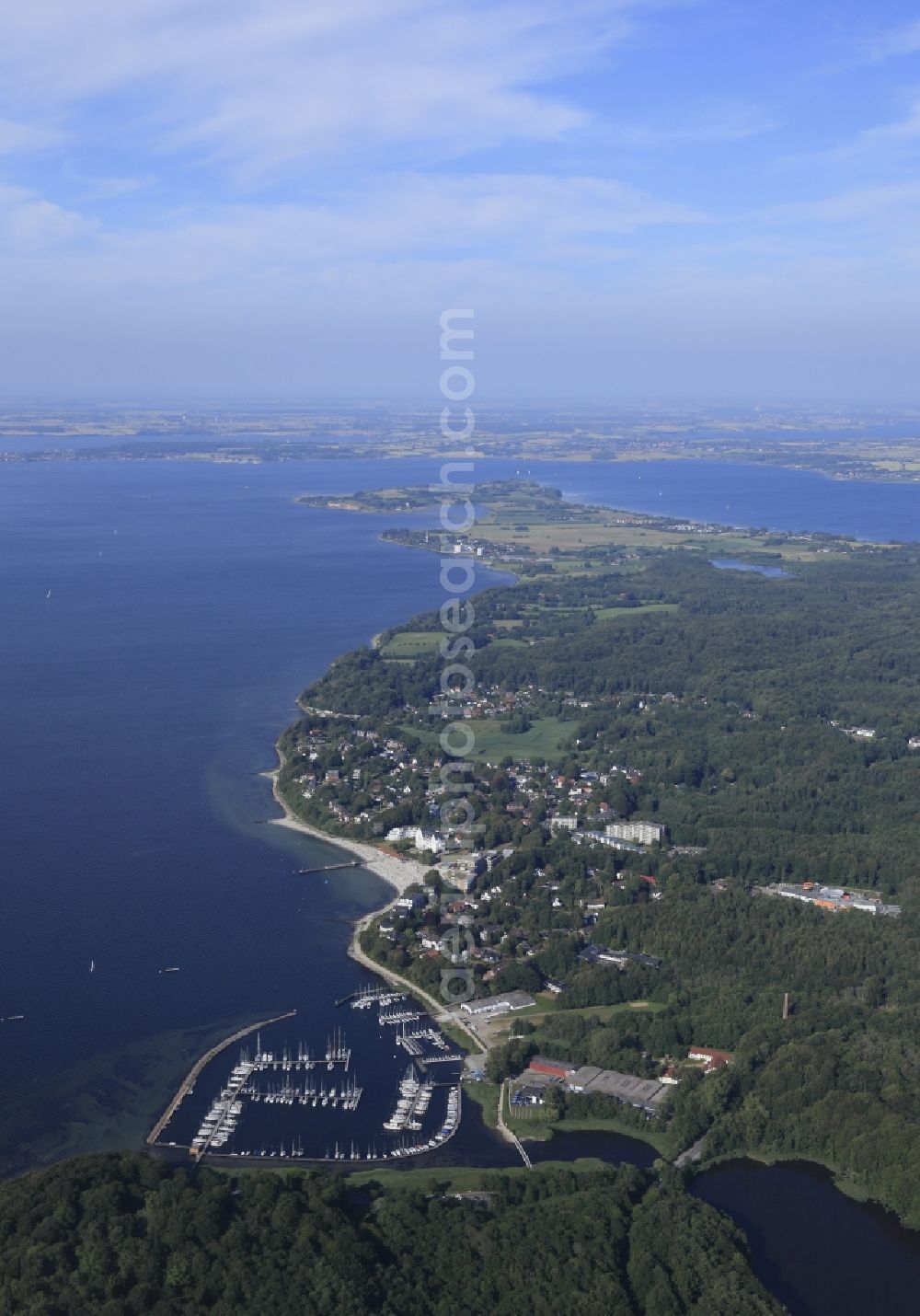 Glücksburg (Ostsee) from the bird's eye view: View Flensburg Fjord in Gluecksburg Holnis peninsula in Schleswig-Holstein