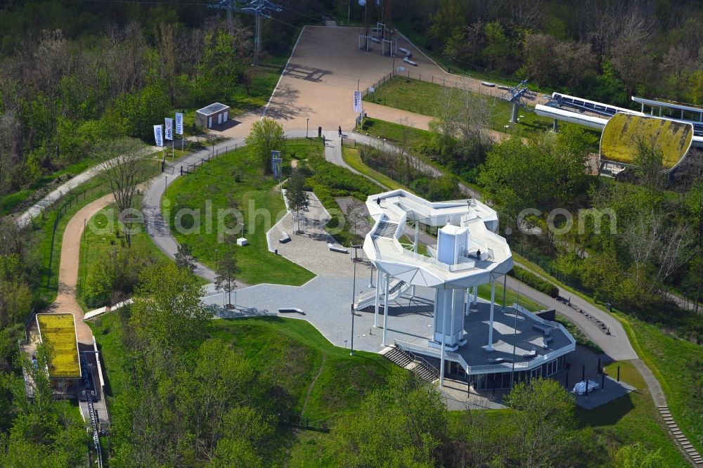 Berlin from above - Visitor platform on park Wolkenhain on Kienberg on the former grounds of the IGA 2017 in the district of Marzahn in Berlin