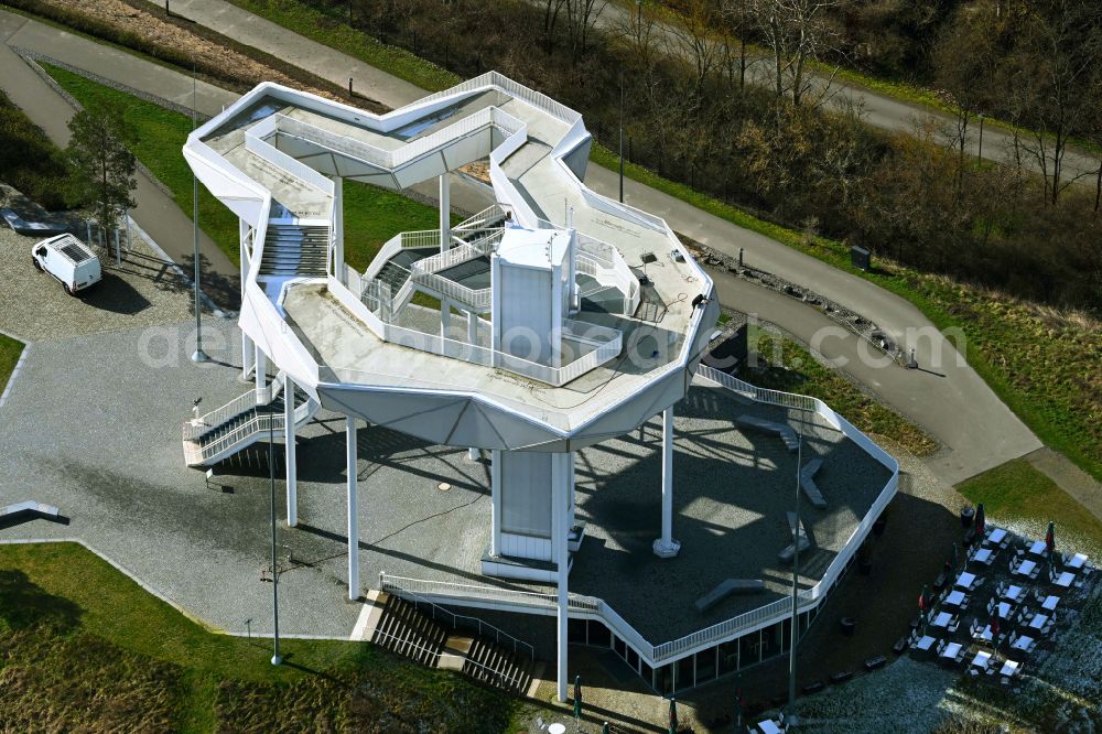 Berlin from above - Visitor platform on park Wolkenhain on Kienberg on the former grounds of the IGA 2017 in the district of Marzahn in Berlin