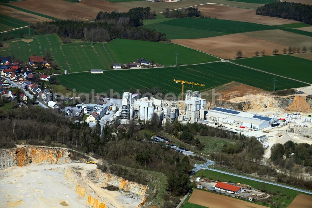 Aerial image Azendorf - Mixed concrete and building materials factory of of Franken Maxit Mauermoertel GmbH & Co. in Azendorf in the state Bavaria, Germany