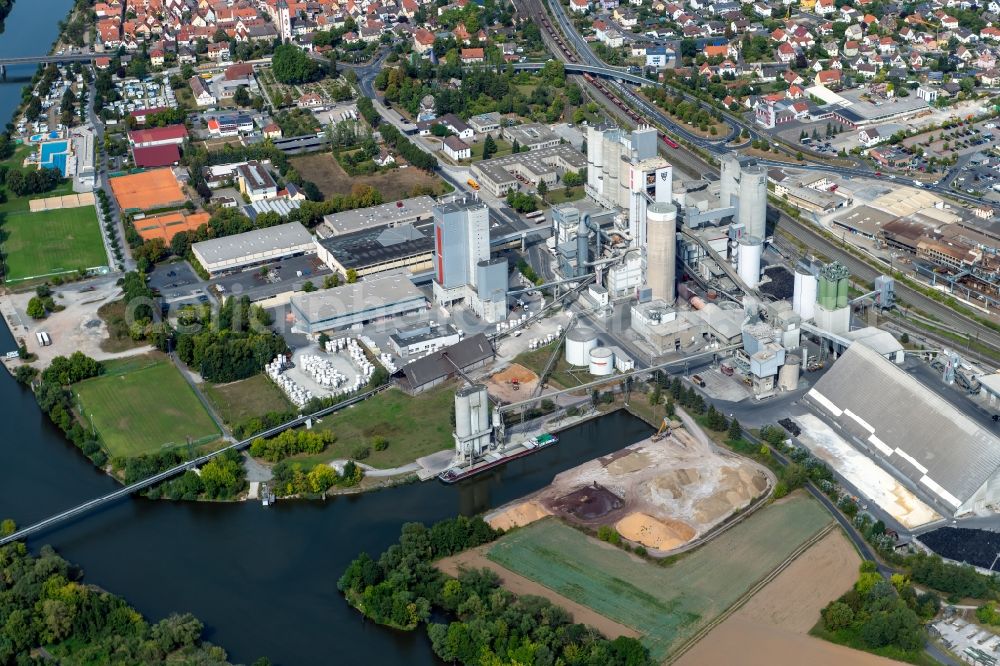 Karlstadt from the bird's eye view: Mixed concrete and building materials factory of in Karlstadt in the state Bavaria, Germany