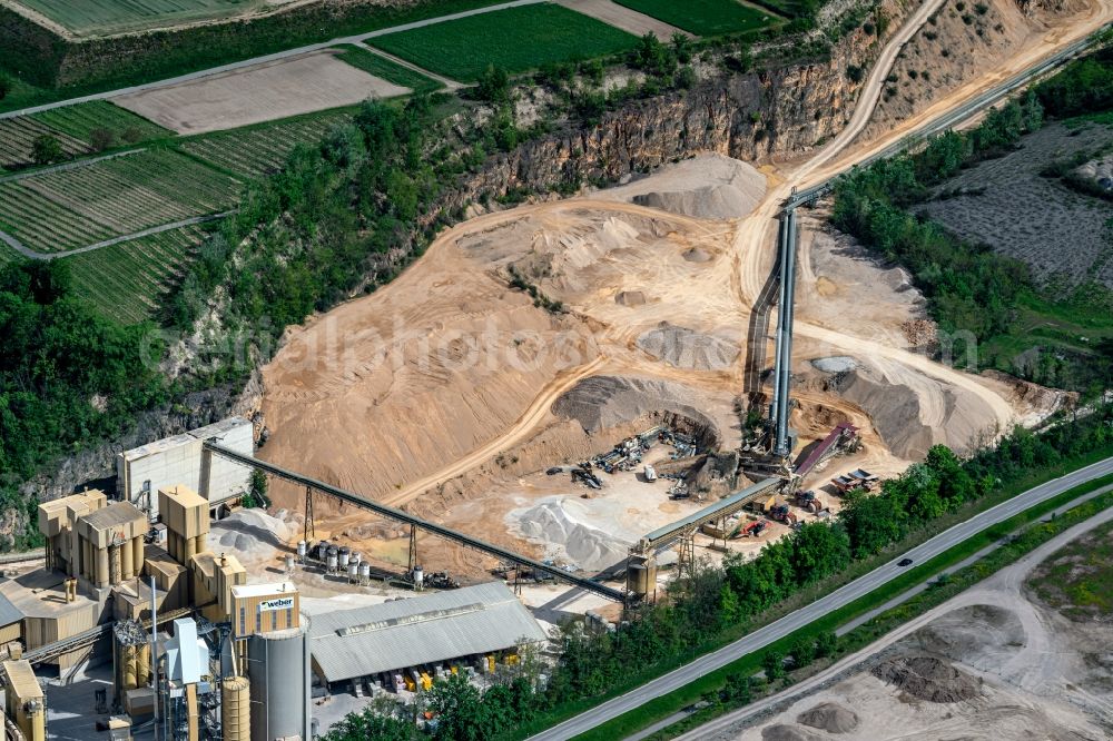 Aerial photograph Merdingen - Mixed concrete and building materials factory of at the quarry in Merdingen in the state Baden-Wuerttemberg, Germany
