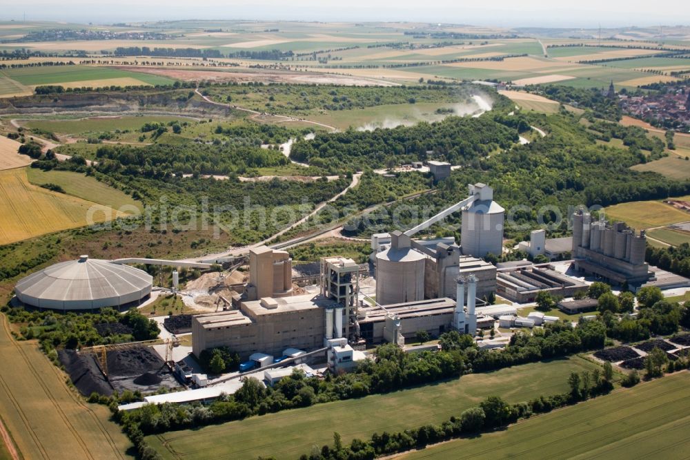 Aerial image Dreisen - Mixed concrete and building materials factory of Dyckerhoff GmbH, factory Goellheim in the district Industriepark Nord in Dreisen in the state Rhineland-Palatinate, Germany